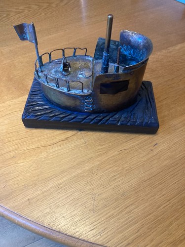 Vintage trench art boat - art, u-boat