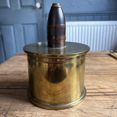 Ww1 trench art brass - trench, lidded