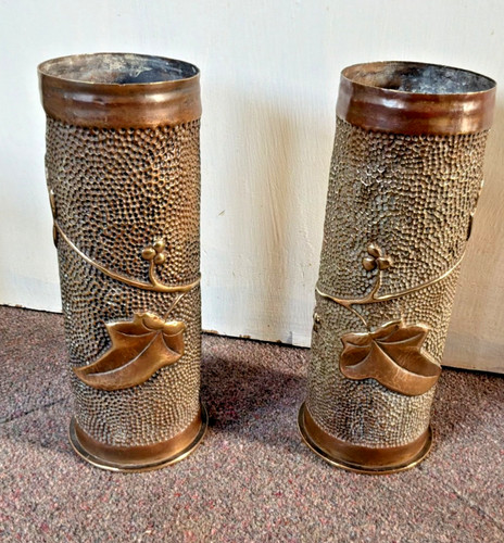 Vintage pair brass trench art - vintage,