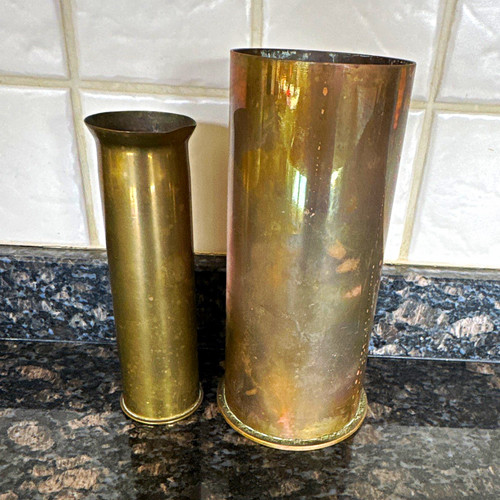 Pair brass trench art - pair,