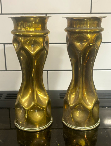 Pair wwi trench art brass - trench,