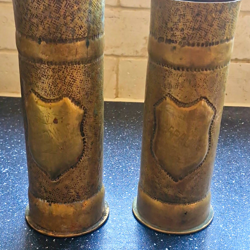 Pair wwi trench art engraved - pair,