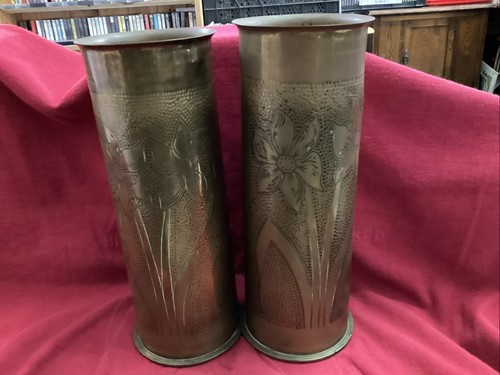 Trench art brass - art, shells
