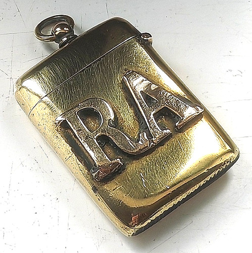 Antique brass vesta case - vesta, royal